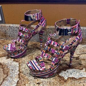 Dollhouse Multicolor Strappy Heels